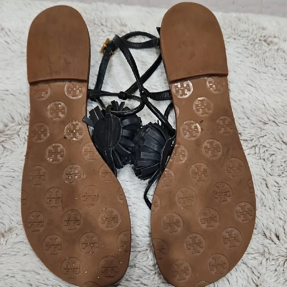 Tory Burch Black and Brown Leather Sandals - Picture 4 of 4